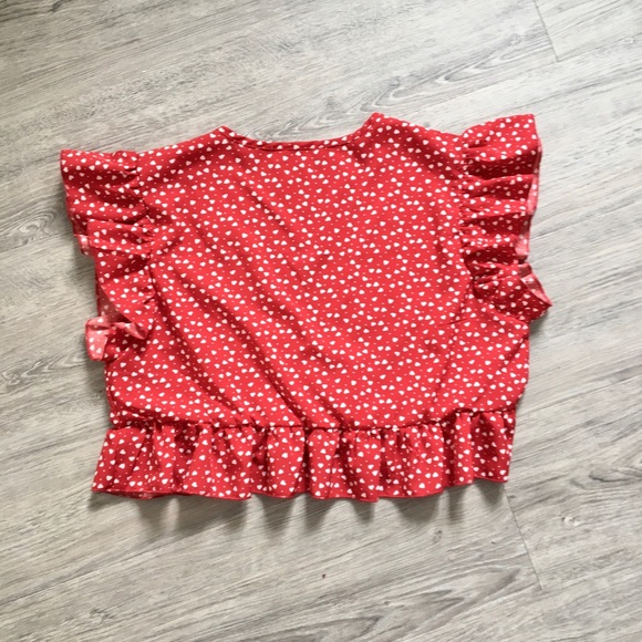 Shein red ditsy print fun blouse top tank - Picture 2 of 3
